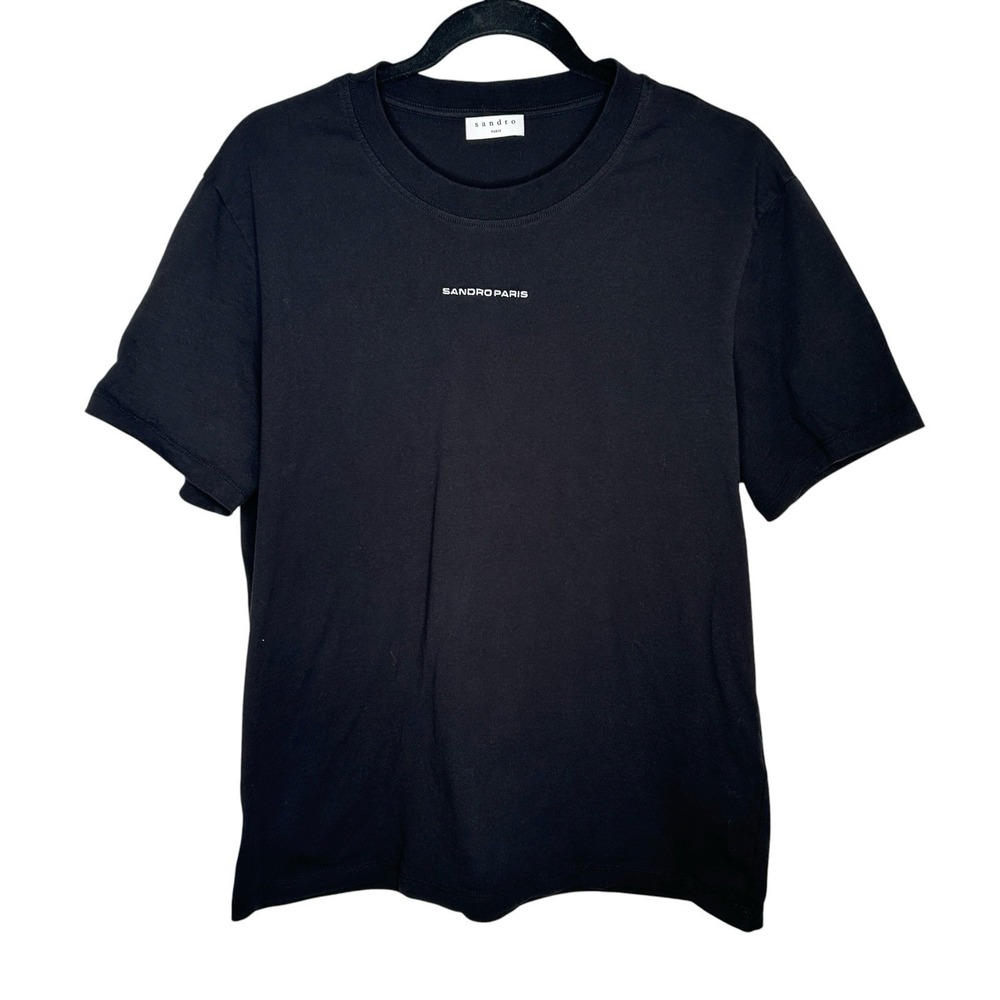 Sandro Paris Crewneck T Shirt XL Designer Hpster Embroidered Logo Short Sleeve